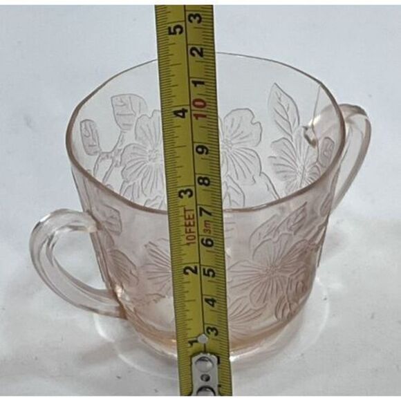 Vtg Pink Depression Glass MacBeth Evans Dogwood ApplePattern Creamer & Sugar - Picture 6 of 6